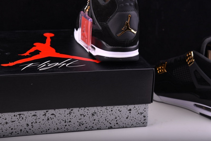 air jordan 4 “royalty” black/metallic gold-white mens 308497-032