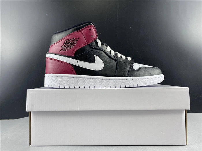 Contemporary Jordan1 Mid Black Noble Red BQ6472- 3734
